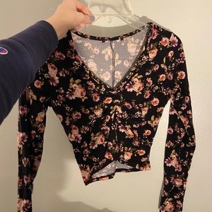 Floral Long Sleeve Crop Top